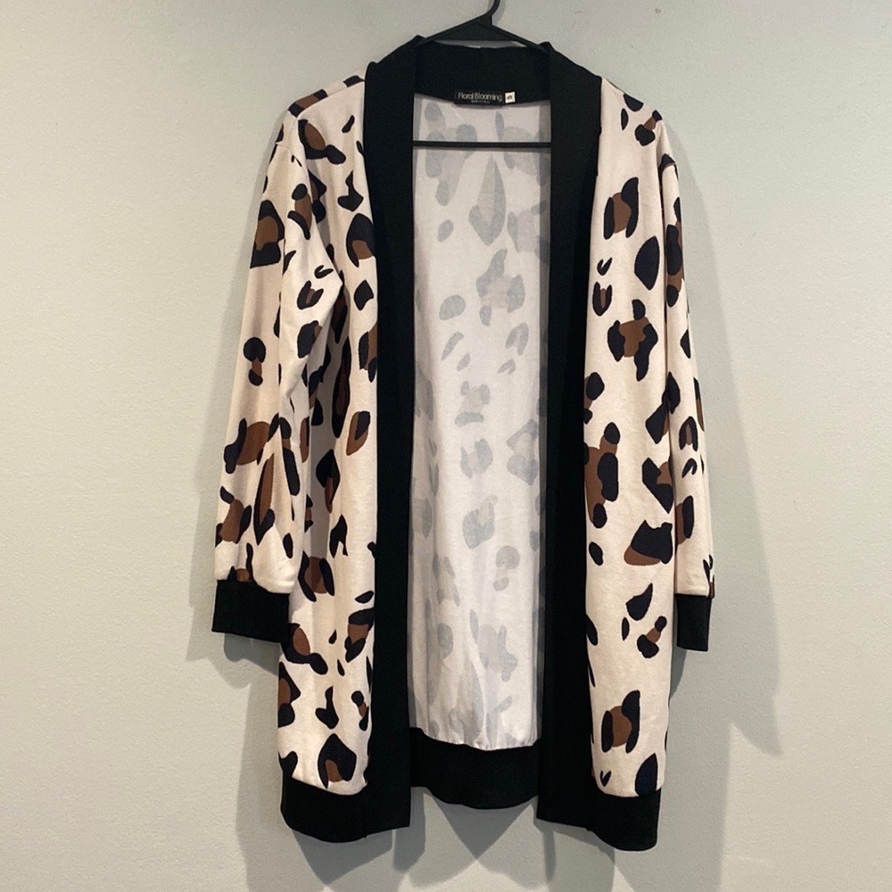 Floral Blooming Cheetah Print Cardigan - Size Small